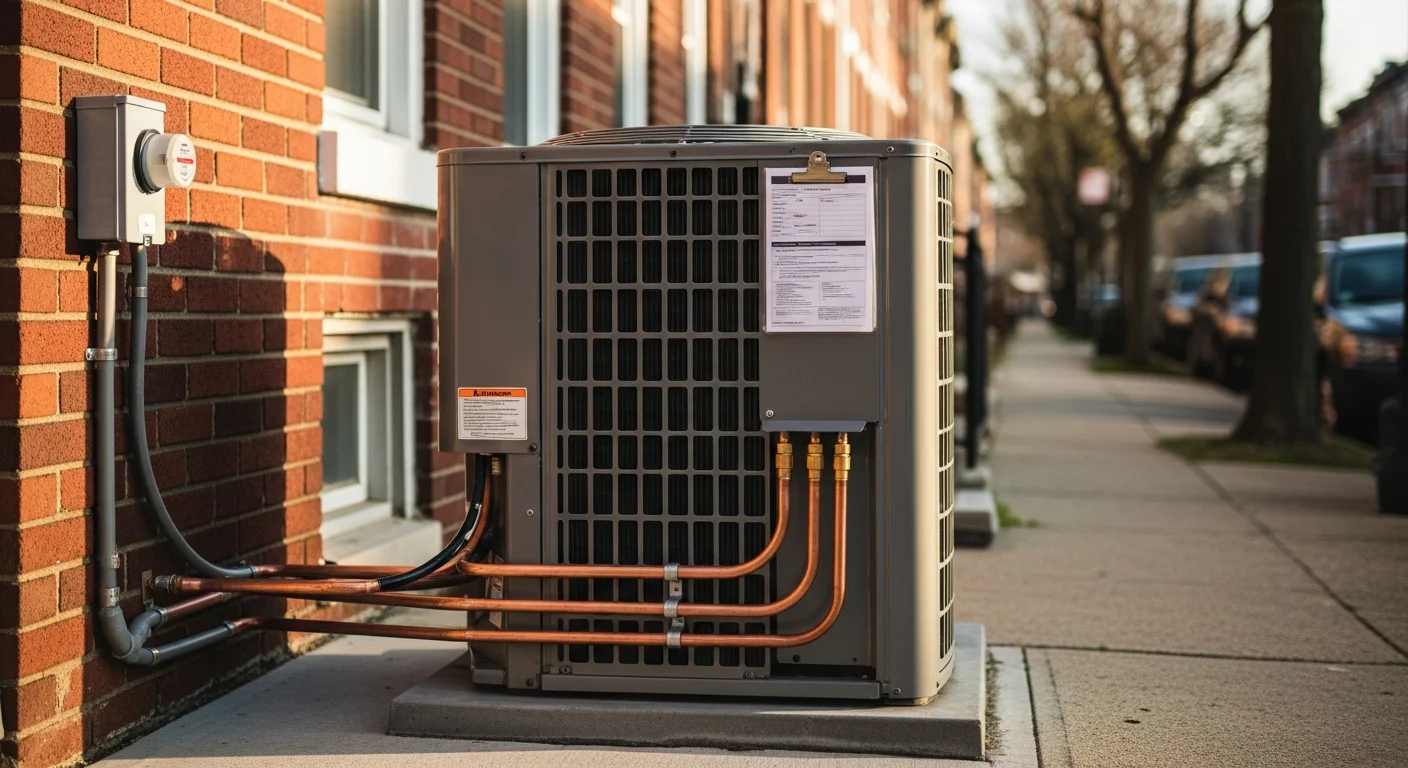 HVAC technician servicing an air conditioning unit