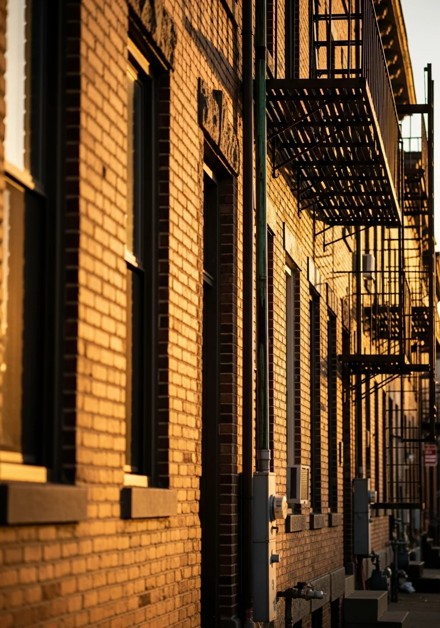 Urban residential building facade in a Hudson County neighborhood.